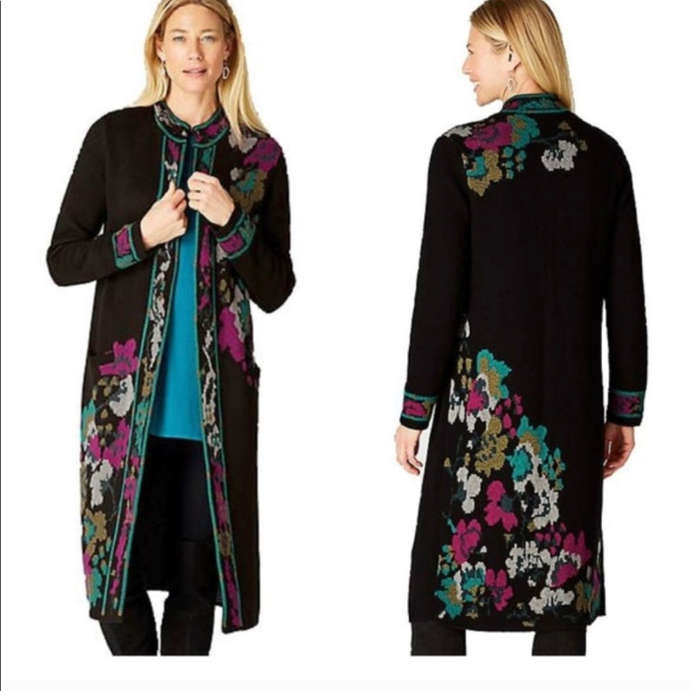 J Jill Trailing Flower Duster Long Sweater size s